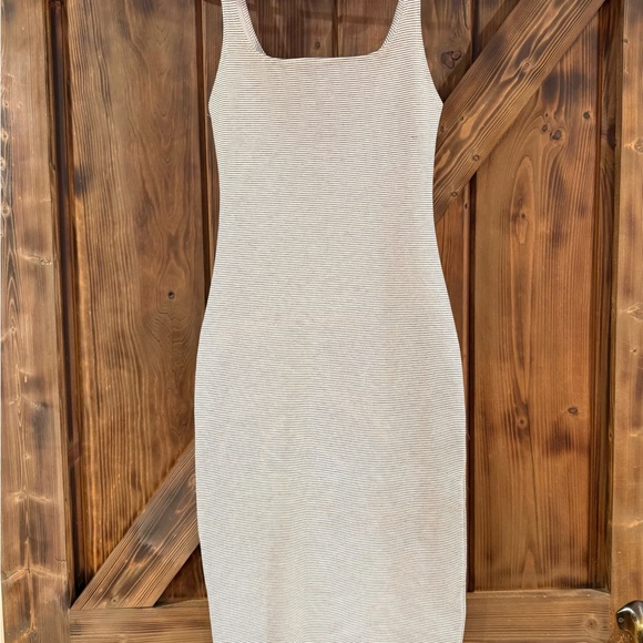 Zara Dresses & Skirts - Zara Cream and Black Striped Midi Dress